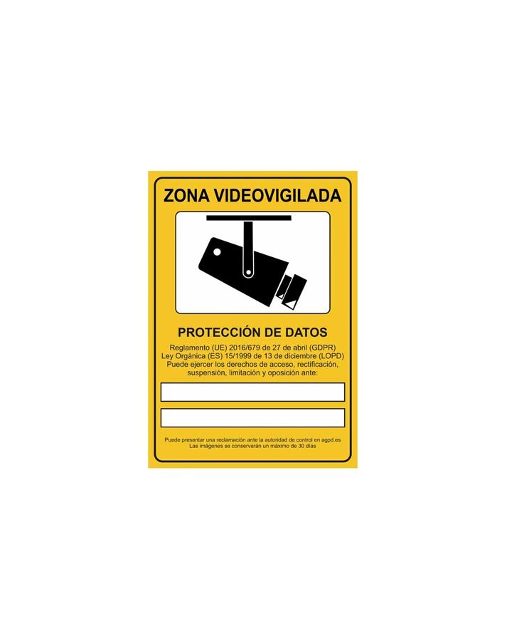 SENYAL VIGILANCIA ZONA VIDEOVIGILADA CAMARA 210x300 PVC CASTEL